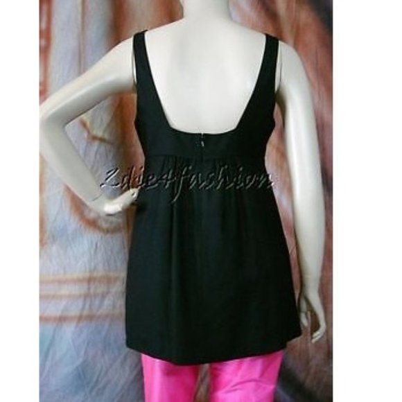 NWT REBECCA TAYLOR Slim Fitted Black Beaded Wool Crepe Top 10 - Picture 4 of 5